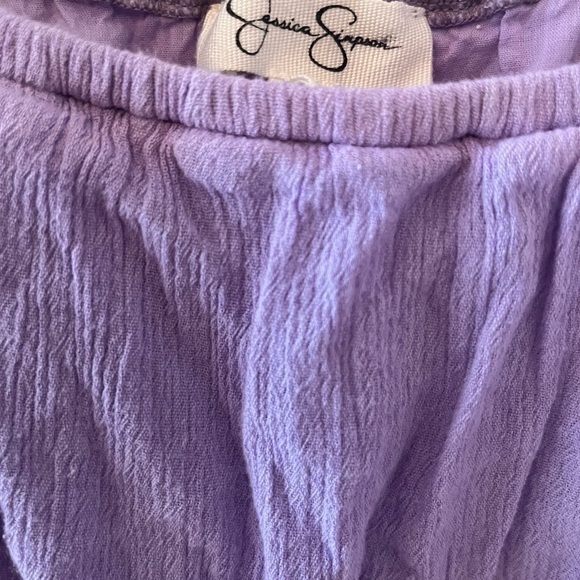 Jessica Simpson Rosalie Pom-Pom Flounce Purple Top Size Medium - Picture 4 of 5